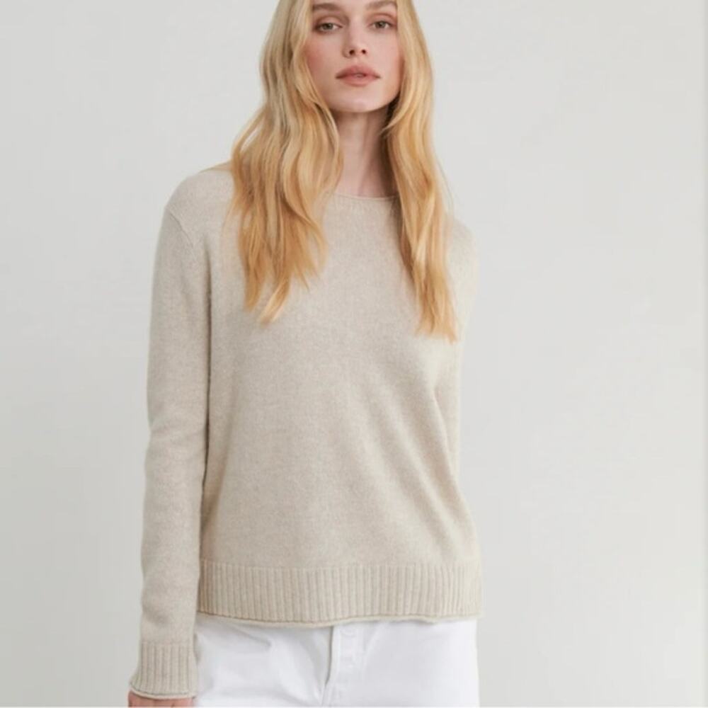 Jenni Kayne Everyday Pullover‎ Crew Neck Sweater Oatmeal Size Large